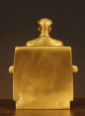 黄席NRW铜坐像坐椅铜席黄像稳坐江山铜器书房摆件客厅摆