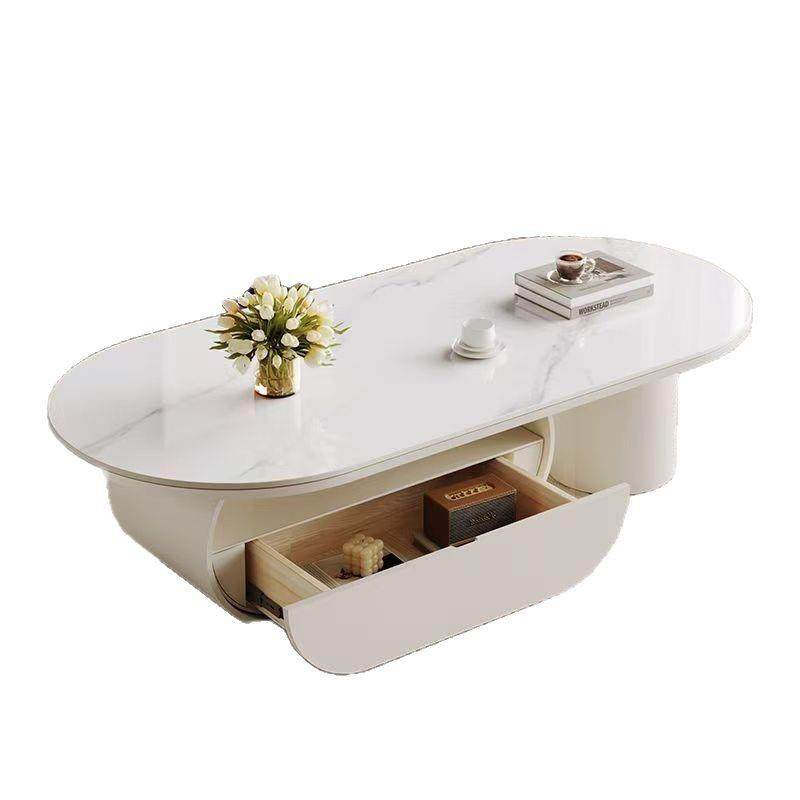 椭圆岩板奶油茶几现代家用大小户型茶几轻奢客厅高级桌创意感茶几,淘宝优惠券,粉丝福利购,淘宝优惠卷