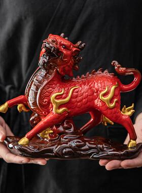 火麒麟摆件装一对大号公母招公财家居饰乔迁门办室口客lwc-6596厅