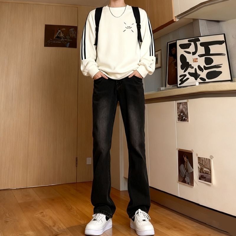 185学生加长牛仔裤高个子美式高街渐层微喇叭裤直筒痞帅高档长裤1,淘宝优惠券,粉丝福利购,淘宝优惠卷