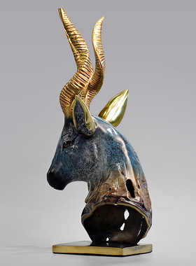 全铜领头羊摆件纯铜工艺品家居客厅装饰摆设送领导礼品生肖羊属羊