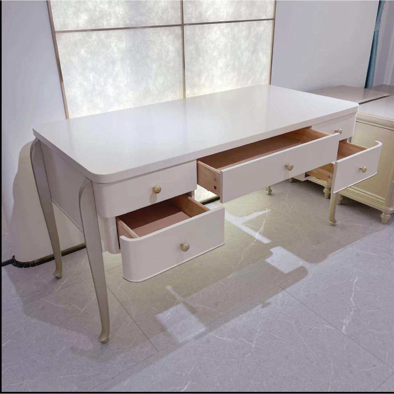 美式轻奢实木书桌书房书桌椅白色简约书椅家用实木书桌椅组合,淘宝优惠券,粉丝福利购,淘宝优惠卷