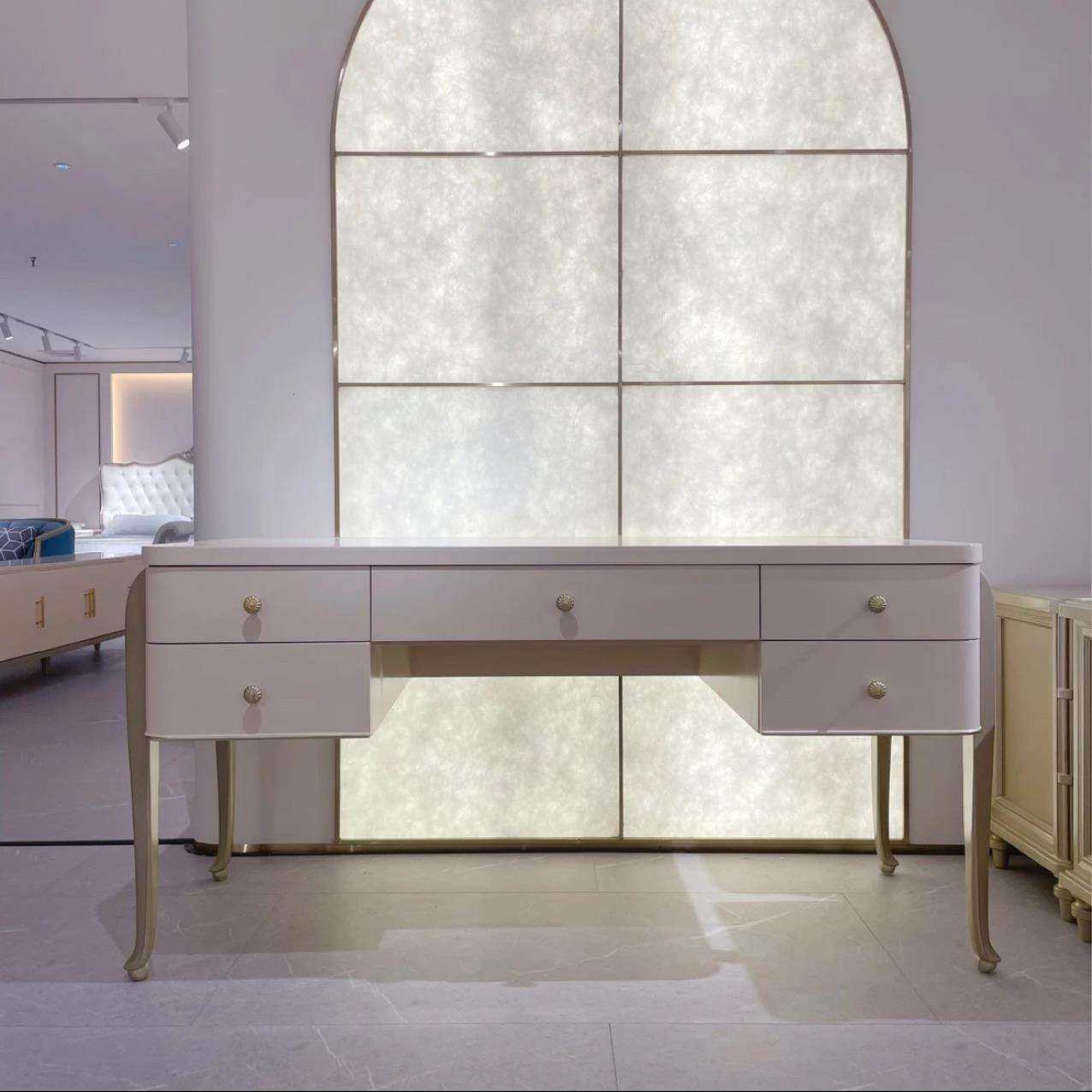 美式轻奢实木书桌书房书桌椅白色简约书椅家用实木书桌椅组合,淘宝优惠券,粉丝福利购,淘宝优惠卷