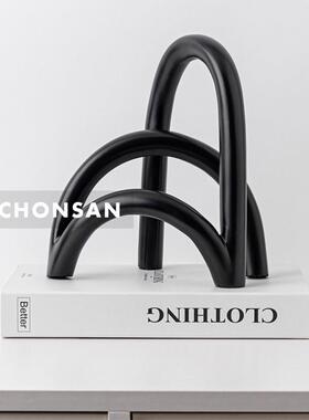 简约现代家居透白色树脂拱形屏风摆件客厅玄关电视柜书房饰品