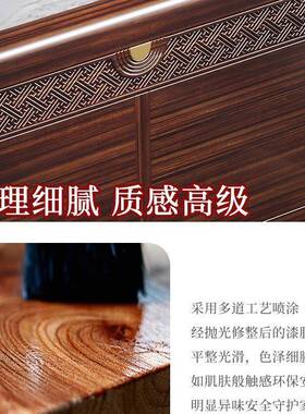 新中式乌金木实木床现代简约1.8米1.5双人婚床储物款家用卧室家具