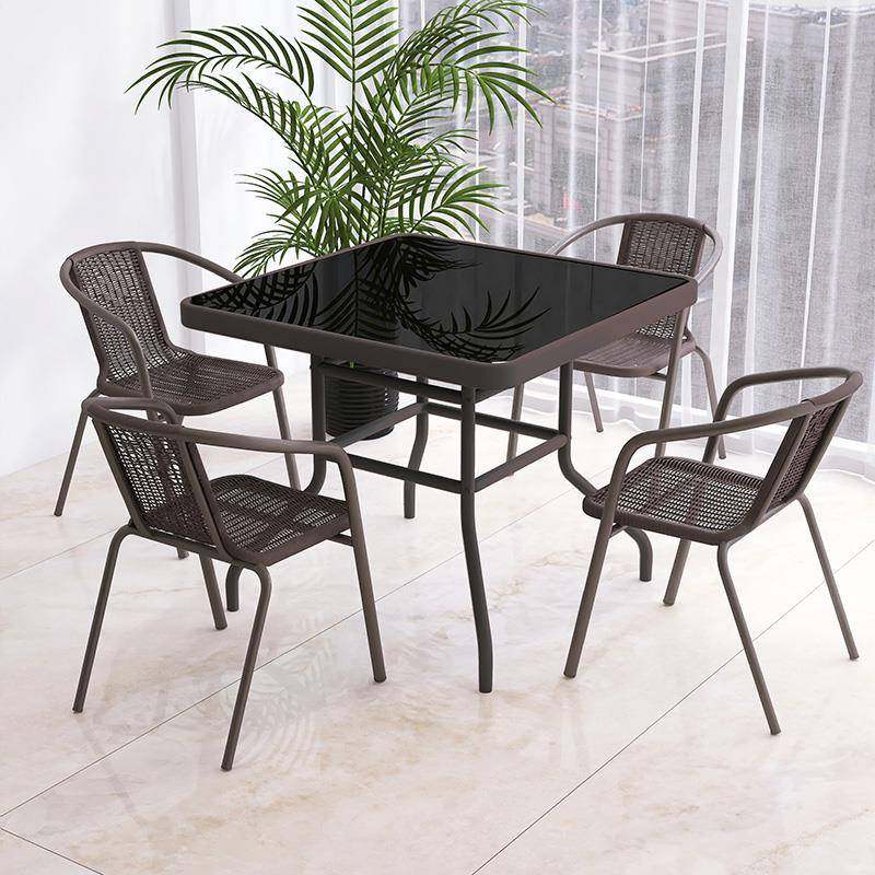 户外阳台休闲编藤靠背椅庭院可堆叠塑料椅家用餐桌椅套装防水防晒,淘宝优惠券,粉丝福利购,淘宝优惠卷