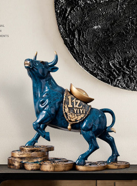 招财福牛工艺品摆件新年财运牛华尔街牛办公室桌面装饰品开业礼物