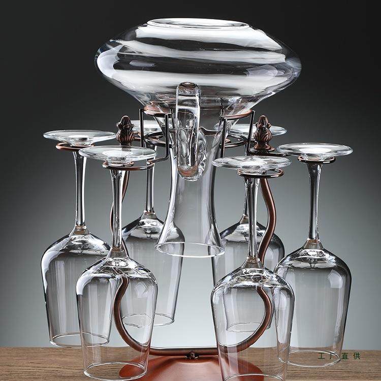 欧式实木红酒杯醒酒器一体创意悬倒挂高脚杯架子酒柜家用摆件装饰,淘宝优惠券,粉丝福利购,淘宝优惠卷