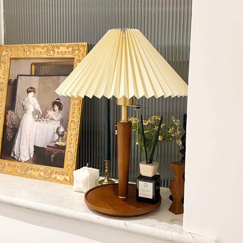 百褶复古台灯美式中古实木民宿装饰卧室床头灯欧规澳规,淘宝优惠券,粉丝福利购,淘宝优惠卷