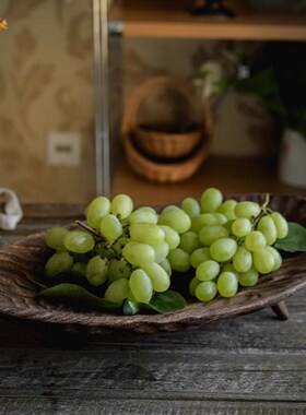 实木大果盘中式木制水果盘点心面包托盘手工做旧复古侘寂风干果盘