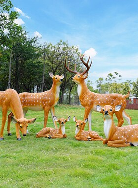 户外花园林仿真梅花鹿雕塑庭院景区草坪婚庆招财小鹿景观装饰摆件