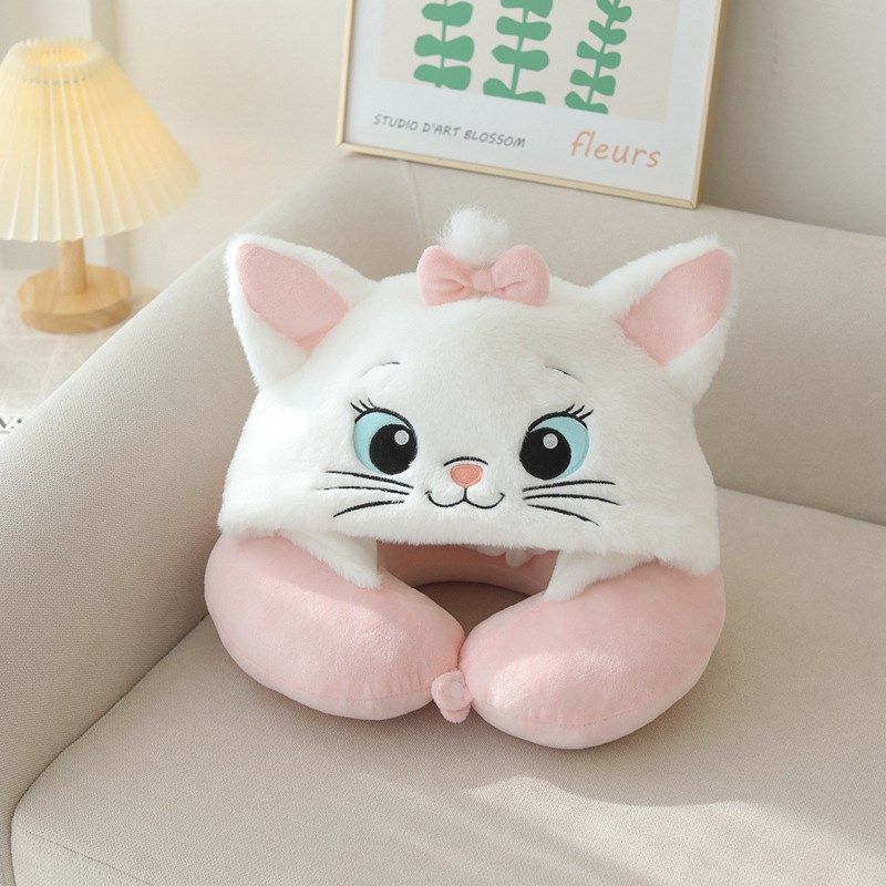 玛丽猫连帽U型枕午睡枕可爱护颈椎枕办公室旅行飞机带帽子U形枕,淘宝优惠券,粉丝福利购,淘宝优惠卷