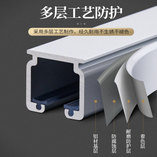 铝合金窗帘轨道顶侧装滑轨直轨滑轮滑道单双轨导轨窗帘杆支架配件 - 图2