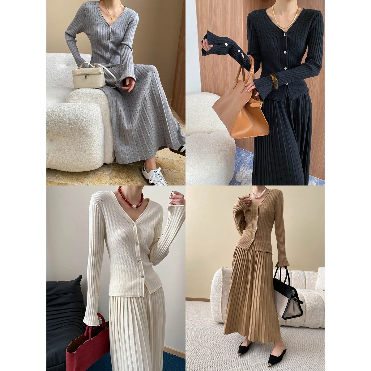 司南早秋新款时髦高智纸片人针织套装开衫百褶半身裙两件套SN6900,淘宝优惠券,粉丝福利购,淘宝优惠卷