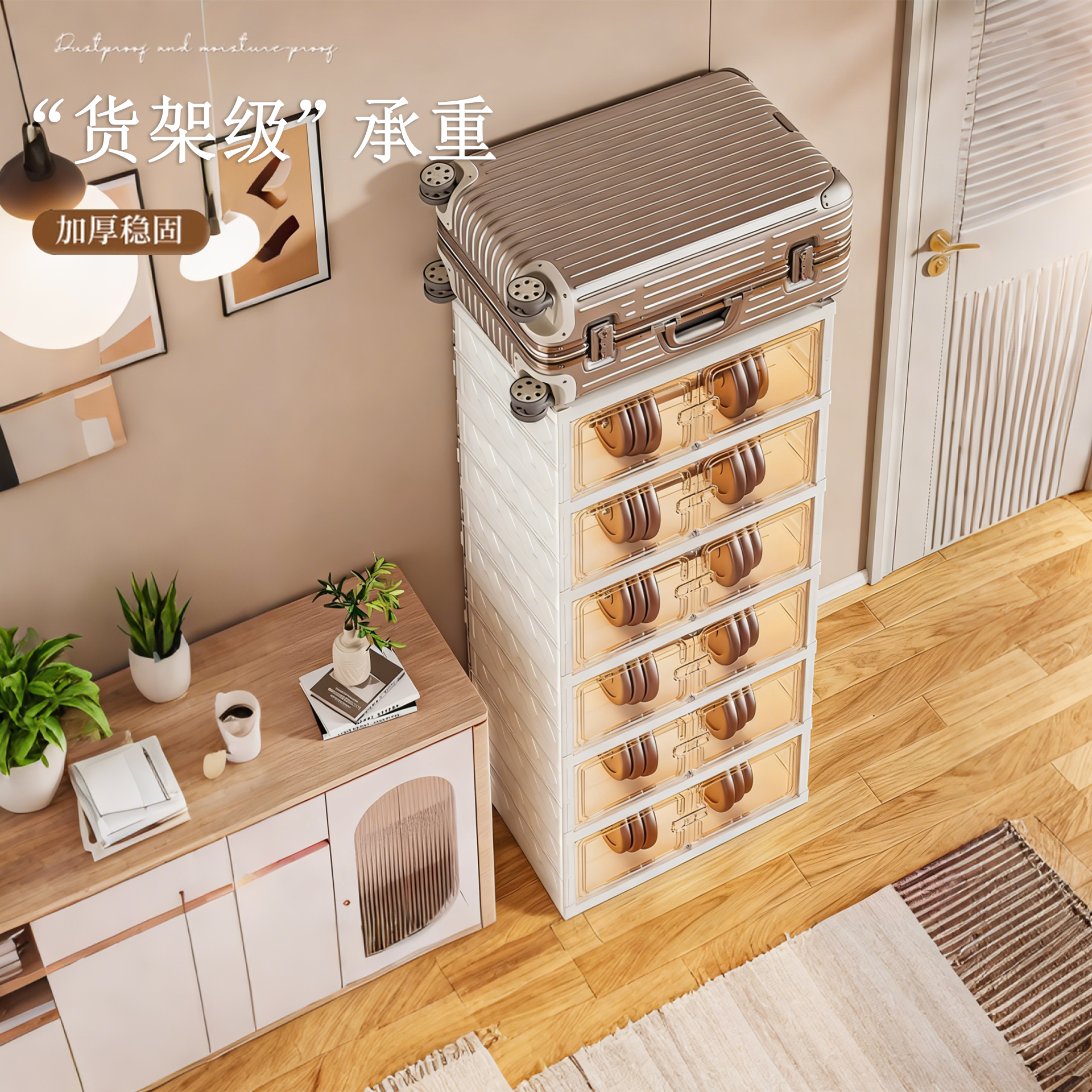 免安装鞋柜鞋子收纳柜透明鞋盒一体式家用门口折叠防尘鞋收纳神器,淘宝优惠券,粉丝福利购,淘宝优惠卷