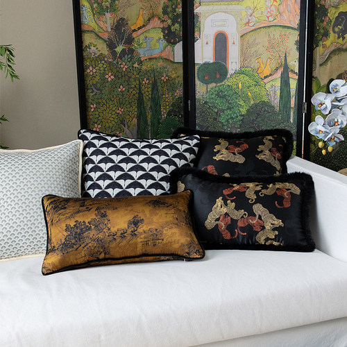 中国风轻奢沙发抱枕高级感靠垫复古新中式腰枕靠背老虎刺绣靠包套 - 图2