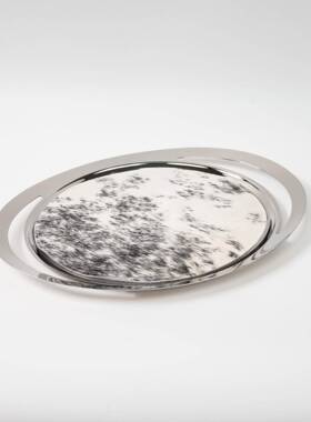 意轻奢高级感不锈钢收纳水果午KQP食托盘下茶香槟杯装饰点式心托