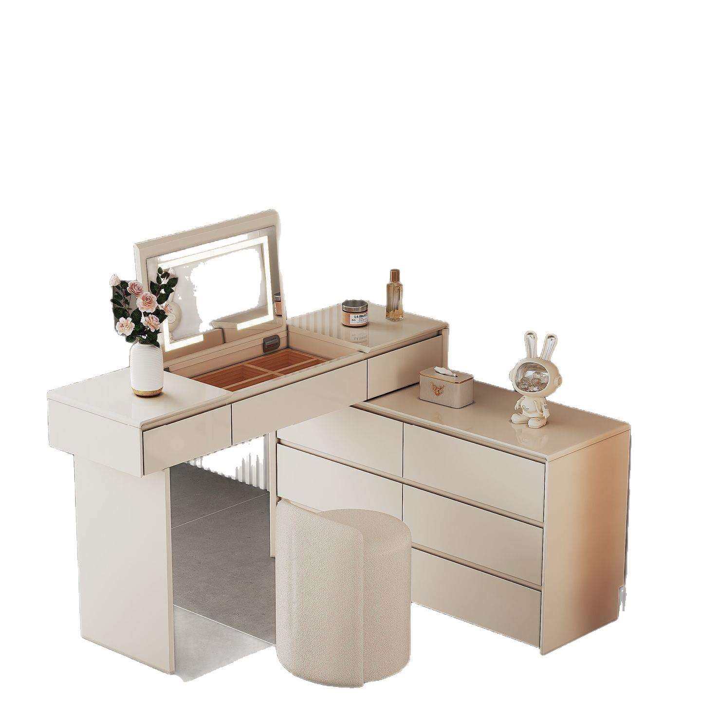 2025新款实木梳妆台斗柜一体化妆镜翻盖化妆台现代卧室简约化妆桌,淘宝优惠券,粉丝福利购,淘宝优惠卷