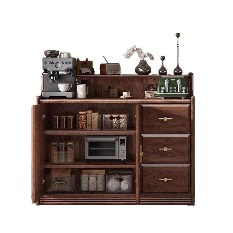 新中式黑胡桃木碗柜茶水柜客厅边柜实木餐边柜现代简约储物抽屉柜,淘宝优惠券,粉丝福利购,淘宝优惠卷