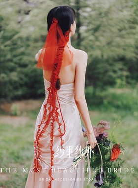 复古红色结婚发带发饰
