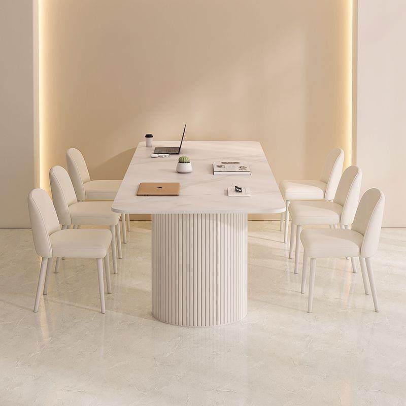 奶油风岩板会议桌长桌轻奢办公长条桌2m洽谈接待长方形桌椅组合,淘宝优惠券,粉丝福利购,淘宝优惠卷