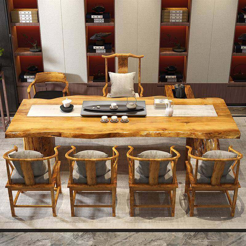 大板实木原木办公桌简约茶台新中式1米8茶桌椅组合老板总裁桌家具,淘宝优惠券,粉丝福利购,淘宝优惠卷