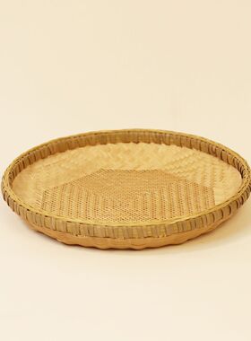 竹编精品带孔筛子无孔簸箕茶叶筛晾晒盘多规格圆形手工