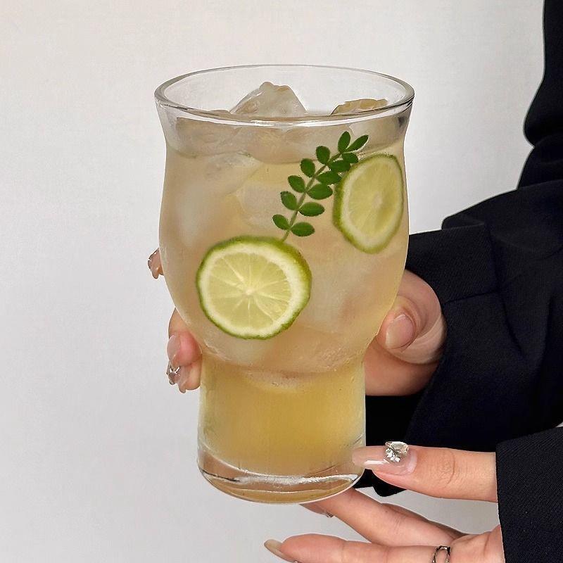 复古宽口玻璃杯冰美式咖啡杯大容量苏打气泡水杯饮品杯果茶杯杯子 - 图1