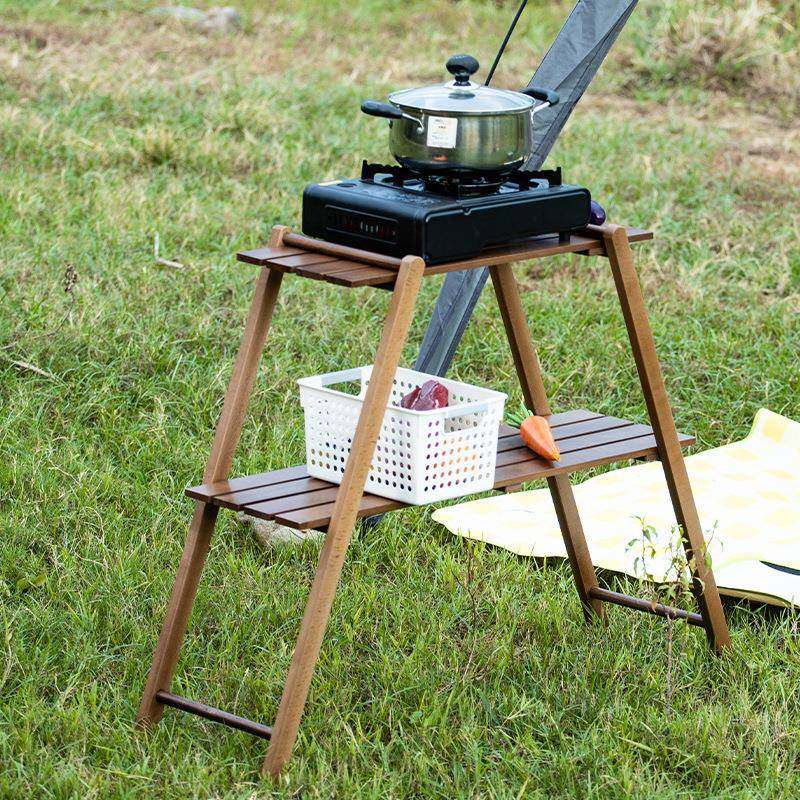 凯普力德户外露营双层车载便携家庭烧烤置物架日式置物架 - 图0