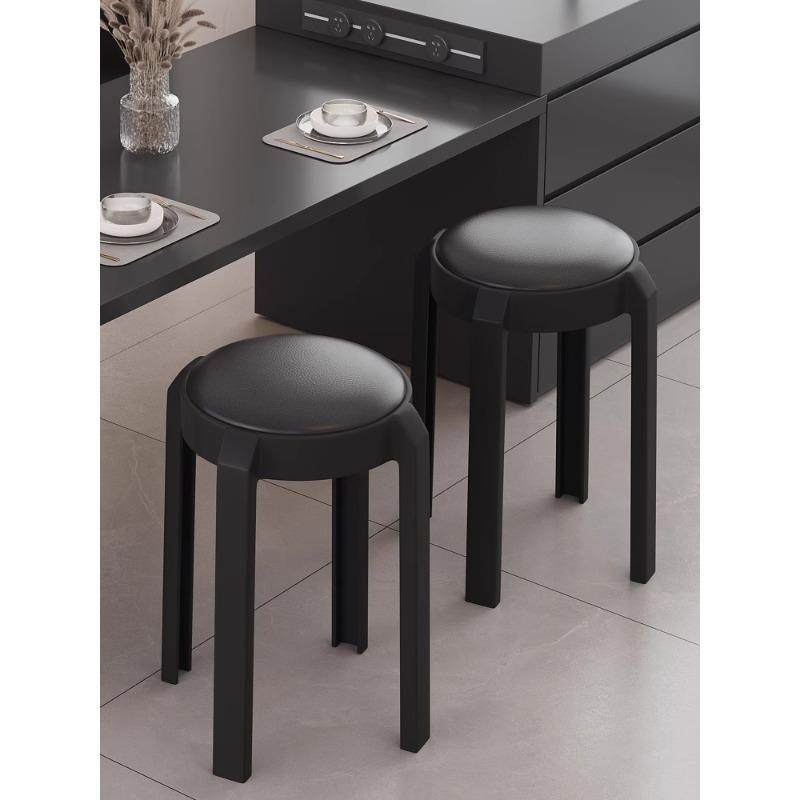 现代简约客厅餐桌椅子家用加厚可叠放软包高级舒适凳轻奢塑料凳子,淘宝优惠券,粉丝福利购,淘宝优惠卷