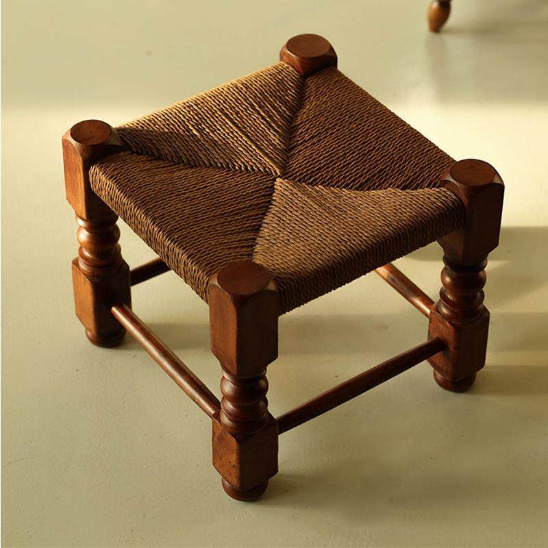 法式复古编绳椅儿童小矮凳vintage藤编设计师家用,淘宝优惠券,粉丝福利购,淘宝优惠卷