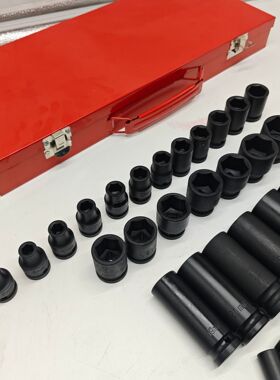 35件小风炮套筒1/2重型加厚加长旋具电动扳手工具六角套筒套装