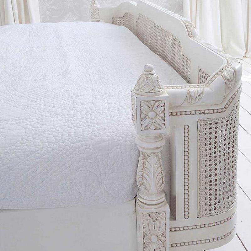 美式乡村实木藤艺白色做旧双人大床1.8米法式复古单人床1.5米,淘宝优惠券,粉丝福利购,淘宝优惠卷