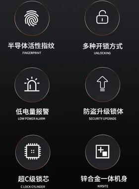 指纹锁家用全自动下滑盖入户门智能门锁电子密码锁防盗门锁可
