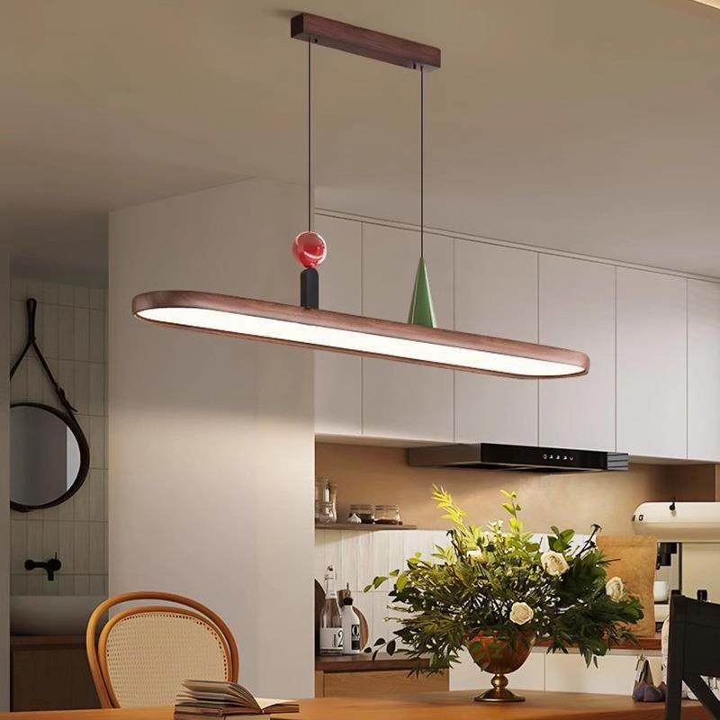 中古风回旋餐厅灯设计师高级吊灯胡桃木纹色椭圆长条餐桌吧台灯具,淘宝优惠券,粉丝福利购,淘宝优惠卷