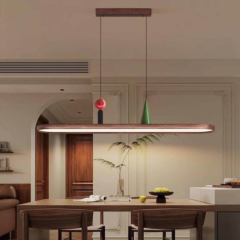 中古风回旋餐厅灯设计师高级吊灯胡桃木纹色椭圆长条餐桌吧台灯具,淘宝优惠券,粉丝福利购,淘宝优惠卷