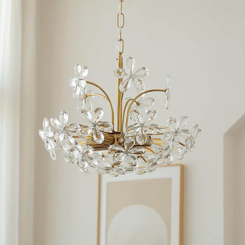 法式全铜水晶花瓣卧室吊灯复古浪漫灯轻奢餐厅灯中古风卧室灯饰,淘宝优惠券,粉丝福利购,淘宝优惠卷