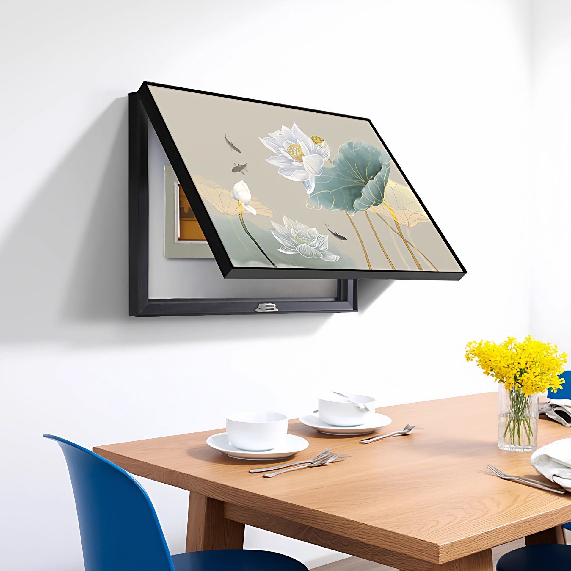 九鱼图电表箱装饰画2025新款新中式免打孔开关盒子配电箱遮挡挂画,淘宝优惠券,粉丝福利购,淘宝优惠卷