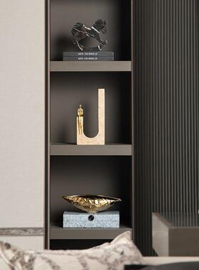 十三现代轻奢理石软饰品匠客厅装电大IDI视柜高级感侘寂中古摆件