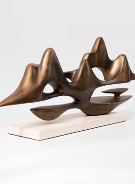 新RKZ中假山摆云山件雕塑样客板间茶室家居厅电视柜玄关装饰品摆