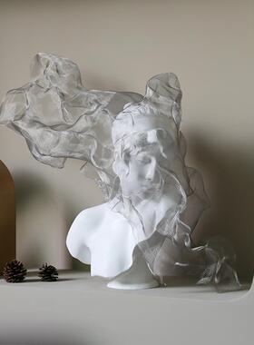 北欧轻奢面纱少女雕膏塑间客ltao1005厅玄板关石样雕像软装高级艺