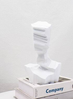 简现代约树脂抽象半部身人物摆书房客厅样板间售楼件时尚软00装饰