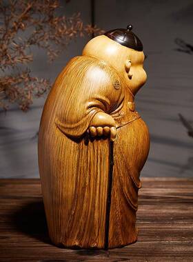 FWZ高端中式地茶主摆件客厅财爷雕塑木雕几博仿古架装饰品神桌面