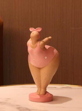 创意胖女人摆瑜伽雕WJ016-1塑件桌板面物客厅样房装饰品轻奢风礼