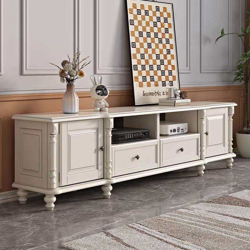 美式奶油风白色全实木电视柜茶几组合客厅家具套装原木地柜简约风,淘宝优惠券,粉丝福利购,淘宝优惠卷