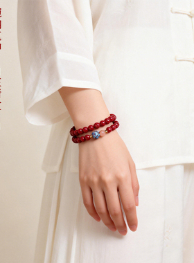 2026本命年朱砂莲花双圈手串