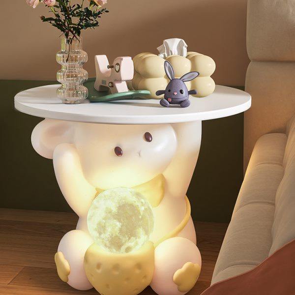 奶油风兔子床头柜落地灯一体边几客厅卧室沙发旁边茶几置物台摆件,淘宝优惠券,粉丝福利购,淘宝优惠卷