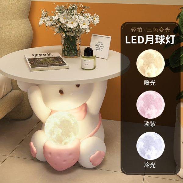 奶油风兔子床头柜落地灯一体边几客厅卧室沙发旁边茶几置物台摆件,淘宝优惠券,粉丝福利购,淘宝优惠卷