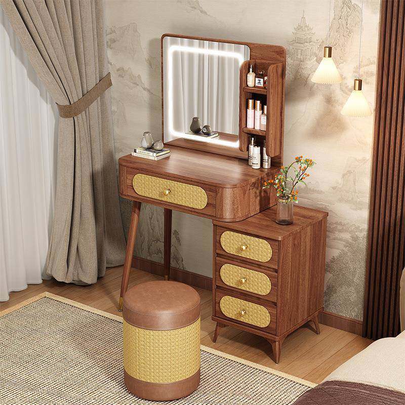 2025新款主卧高档次中古风梳妆台卧室现代简约小型化妆桌斗柜一体,淘宝优惠券,粉丝福利购,淘宝优惠卷