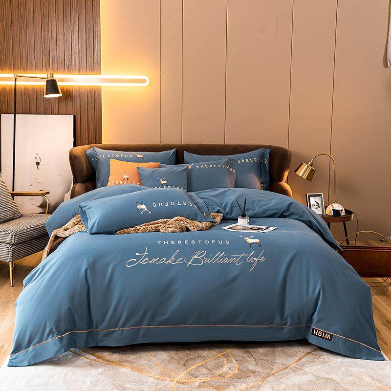 高档100支纯棉磨毛四件套秋冬季加厚保暖全棉刺绣高级感床单被套,淘宝优惠券,粉丝福利购,淘宝优惠卷